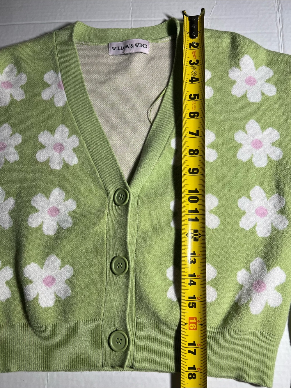 Green Floral V-Neck Cardigan Sweater - Picture 8 of 10